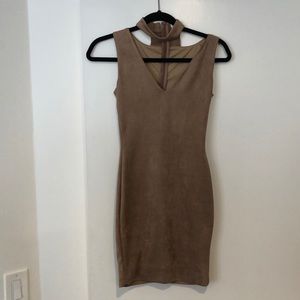 Tan Suede Mini Dress